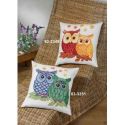 Borduurpakket Kussen Owls Red-Yellow PERMIN 83-3349