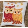 Borduurpakket Kussen Owls Red-Yellow PERMIN 83-3349