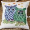 Borduurpakket Kussen Owls Blue-Green PERMIN 83-3351