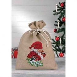 Borduurpakket Kerstzak goudvinken en elfen Permin 90-6507