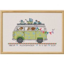 Borduurpakket geboortetegel bus-jongen Permin 92-1310