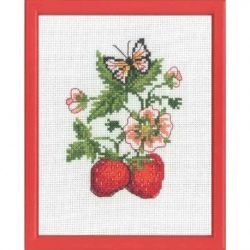 Borduurpakket Aardbeien en vlinder PERMIN 92-9164