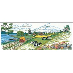 Borduurpakket Landschap molen-koeien Eva Rosenstand 92-724
