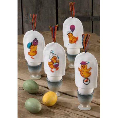 Borduurpakket Eierwarmer Chicken Clowns PERMIN 16-0365