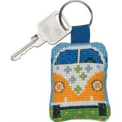 Borduurpakket sleutelhanger gele auto PERMIN 11-9373