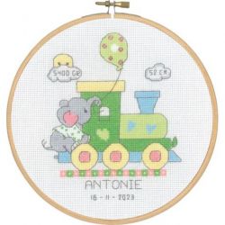 Borduurpakket geboortetegel trein-Antonie PERMIN 13-2477