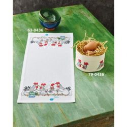 Borduurpakket kleedje kletsende kippen PERMIN 63-0436