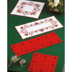 Borduurpakket kleedje rood hardanger PERMIN 63-4671