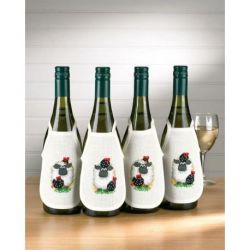 Borduurpakket flessenschort schapen-set van 4 PERMIN 78-5586