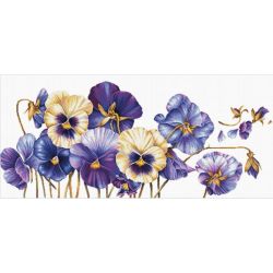 Voorbedrukt borduurpakket Purple Pansies Needleart World-nc840-073