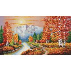 Voorbedrukt borduurpakket A Flaming Sunset Needleart World-nc940-067