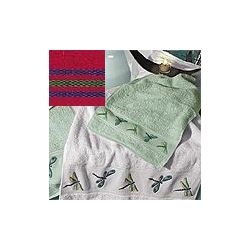 Borduurpakket Handdoek rood met strepen Rico Design 740020.18