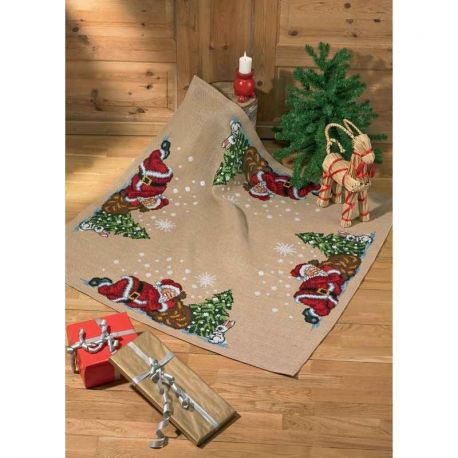 Borduurpakket kerstboomkleed kerstman slaapt Permin 45-6298