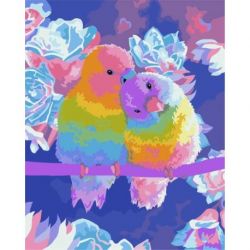 Schilderen op nummer Parrots in Love Wizardi H065