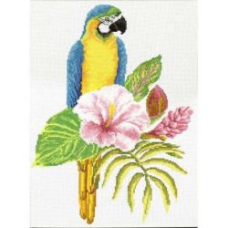 Voorbedrukt borduurpakket Hibiscus Macaw Needleart World nc440-098