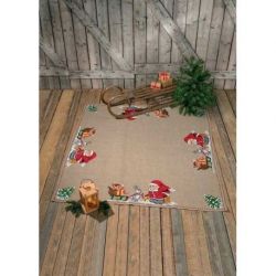 Borduurpakket kerstboomkleed kerstman met dieren Permin 45-0211