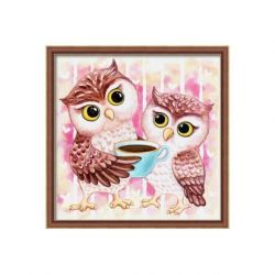 Diamond painting pakket uiltjes en chocolademelk AZ-1796