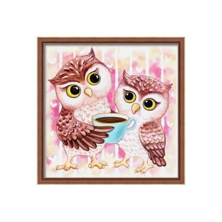 Diamond painting pakket uiltjes en chocolademelk AZ-1796