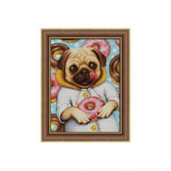 Diamond painting pakket mopshond en donuts AZ-1802