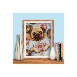 Diamond painting pakket mopshond en donuts AZ-1802