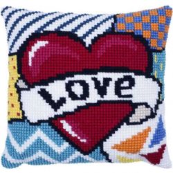 Kussenborduurpakket Patchwork Love-Needleart World-lh09-004