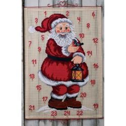 Borduurpakket Adventskalender kerstman Permin 34-1224