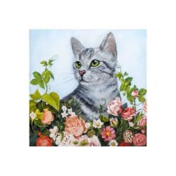 Diamond painting bloemenkat Wizardi WD2509