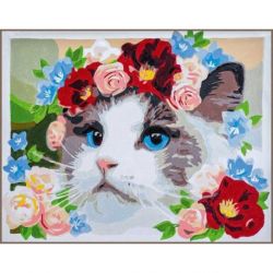 Schilderen op nummer pakket Ragdoll met bloemenkrans LanArte PN-0194386