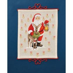 Borduurpakket adventskalender kerstman en herten PERMIN 34-3280