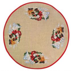 Borduurpakket kerstboomkleed kerstman bij vuur PERMIN 42-7634