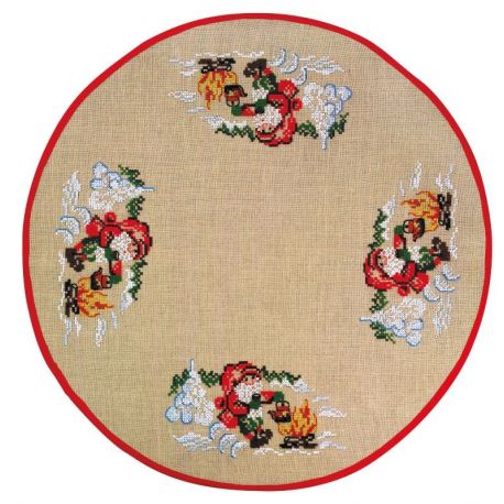 Borduurpakket kerstboomkleed kerstman bij vuur PERMIN 42-7634