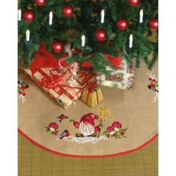 Borduurpakket kerstboomkleed kerstman en paddenstoelen PERMIN 42-9705