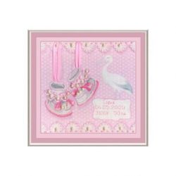 Borduurpakket geboortetegel baby schoentjes-meisje MP-Studia SRK-315