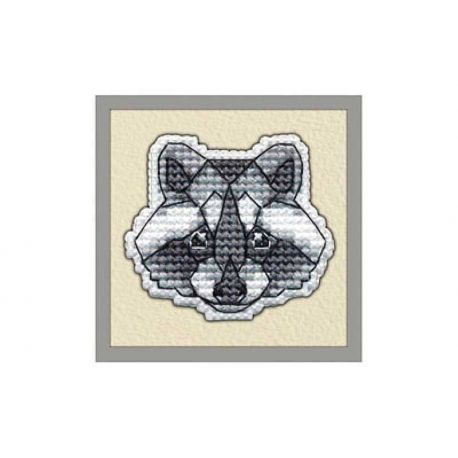 Borduurpakket Badge Raccoon Oven 1094