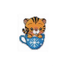 Borduurpakket magneet tijger in beker Oven S1431