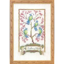Borduurpatroon met speciale materialen Four Calling Birds Mirabilia Designs-nc144s