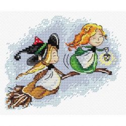 Borduurpakket Flying on a broom MP-Studia SM-674