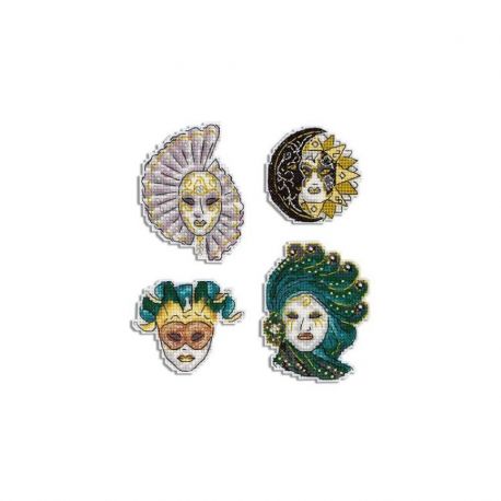 Borduurpakket Magnets-Venetian masks MP-Studia SR-849