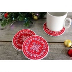 Borduurpakket on the felt Winter patterns-Set for serving glasses-set van 4 MP-Studia ST-1013