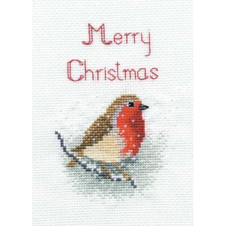 Kerstkaart Snow Robin Bothy Threads DWCDX03