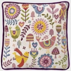 Petit Point kussen borduurpakket Suzy Taylor-Feathered Friends Bothy Threads-tst03