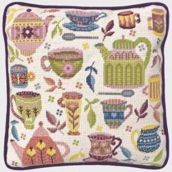 Petit Point kussen borduurpakket Suzy Taylor-Time For Tea Bothy Threads-tst04