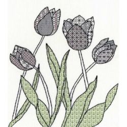 Borduurpakket Blackwork-Tulips Bothy Threads-xbw08