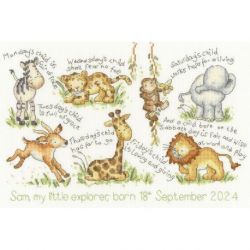 Borduurpakket geboortetegel Kate Garrett-Monday's Child Bothy Threads-xkg13