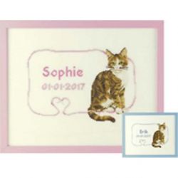 Borduurpakket Geboortetegel Franciens katten Sophie-Erik PAKO 273.031