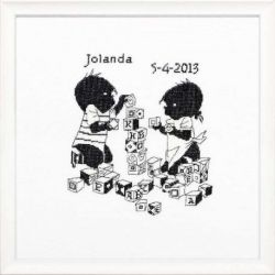 Borduurpakket Geboortetegel Jip en Janneke PAKO 270.017