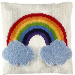Kruissteek en Smyrna-Knoopkussenpakket regenboog PAKO 012.004