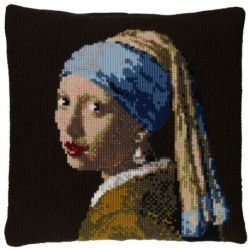 Kussenborduurpakket wol-meisje met de parel PAKO 160.804