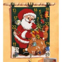 Borduurpakket Wandkleed adventskalender Kerstman 1230-4632 Vervaco PN-0009309