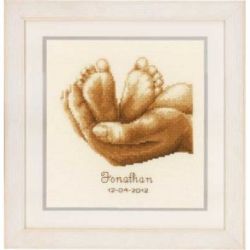 Borduurpakket Geboortetegel voetjes in hand 2002-45231 Vervaco PN-0011671